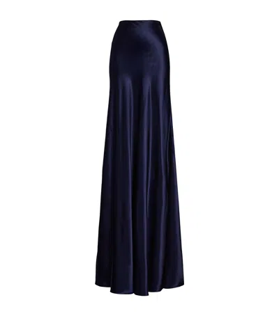 Ralph Lauren Satin Masina Maxi Skirt In Navy