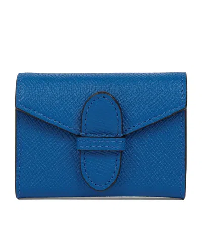 Smythson Leather Single Playing Card Case In Blue