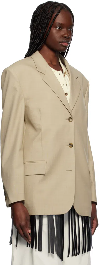 Recto Beige Wool Blend Tailored Daddy Blazer In Sepia Beige