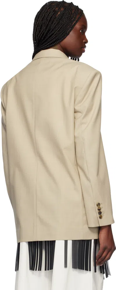 Recto Beige Wool Blend Tailored Daddy Blazer In Sepia Beige