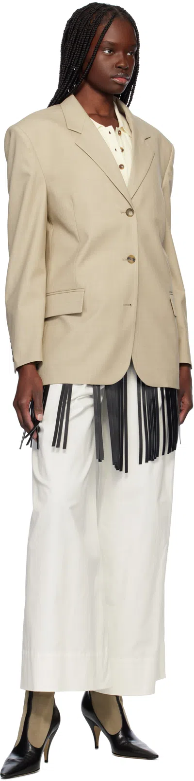 Recto Beige Wool Blend Tailored Daddy Blazer In Sepia Beige