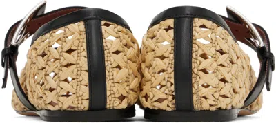 Paris Texas 'sveva' Beige Ballet Flats With Woven Design And Buckle Closure In Naturale-black