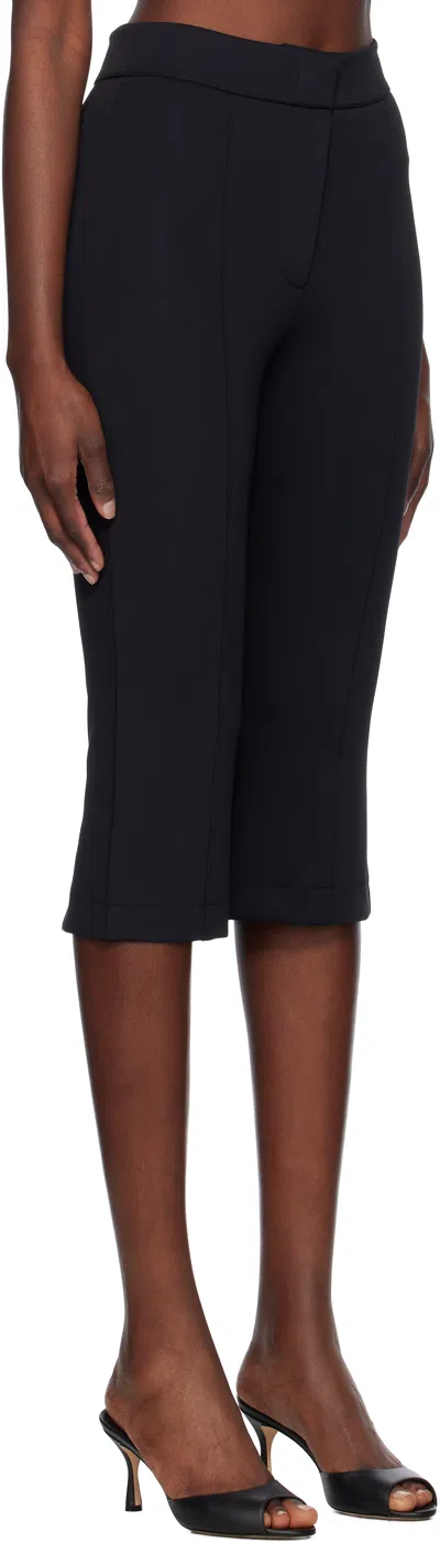 Recto Black Stretch Midi Length Fitted Trousers