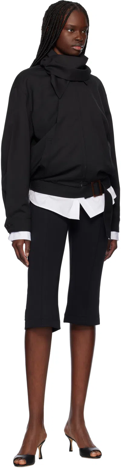 Recto Black Stretch Midi Length Fitted Trousers