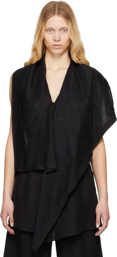 Yohji Yamamoto Black Draped Long Vest In 1 Black