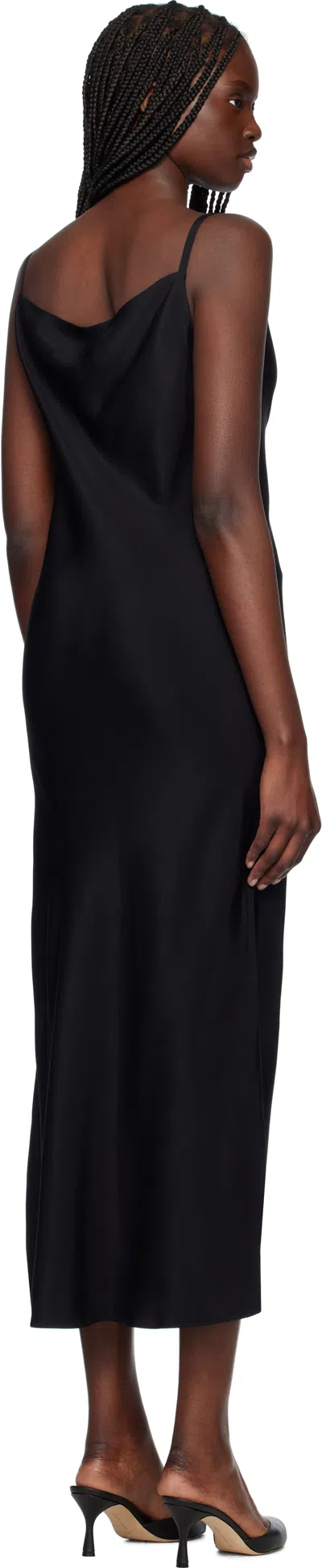 Recto Black Drapery Neckline Slip Midi Dress