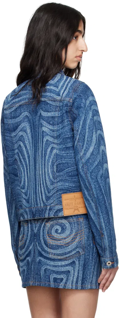 Jean Paul Gaultier Blue Spiral Denim Jacket In 55-indigo