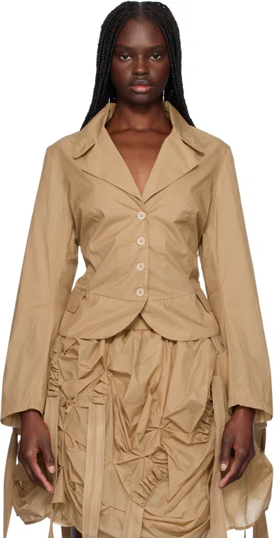 Renaissance Renaissance Beige Tank Double Layer Blazer In Beige