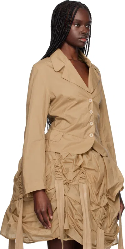 Renaissance Renaissance Beige Tank Double Layer Blazer In Beige