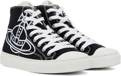 Vivienne Westwood High-top Sneakers With Graphic Emblem And Textured Sole In N401 Black