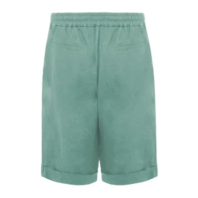 Alpha Studio Green Linen Short In Green