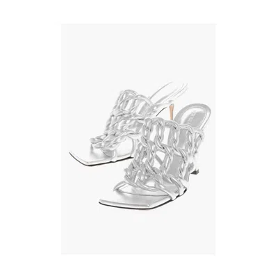 Bottega Veneta Stretch Metallic Leather Sandals In Gray