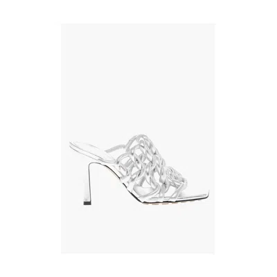 Bottega Veneta Stretch Metallic Leather Sandals In Gray