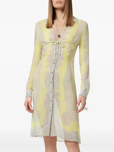 Versace Sheer Fabric Knee-length Long Sleeves Dress In Multi