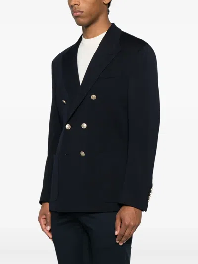 Eleventy Double-breasted Blazer In Blue