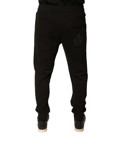 Dolce & Gabbana Black Cotton Drawstring Jogger Pants In Black