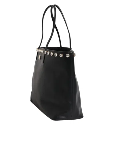 Pre-owned Dolce & Gabbana Black Crystal Leather Shopping Women Tote Women's Bag ()