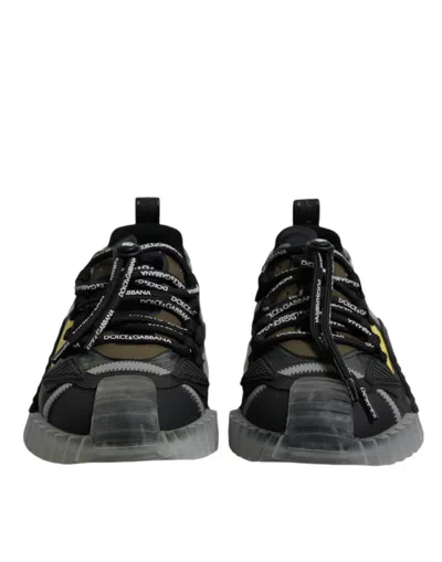 Pre-owned Dolce & Gabbana Black Green Camo Ns1 Low Top Sneakers Men's Shoes ()