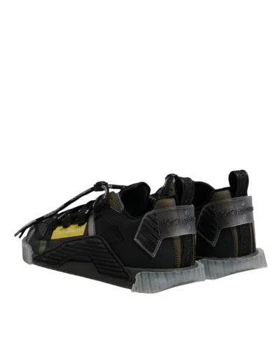 Pre-owned Dolce & Gabbana Black Green Camo Ns1 Low Top Sneakers Men's Shoes ()