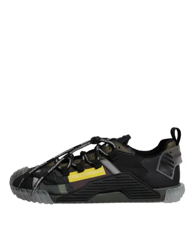 Pre-owned Dolce & Gabbana Black Green Camo Ns1 Low Top Sneakers Men's Shoes ()