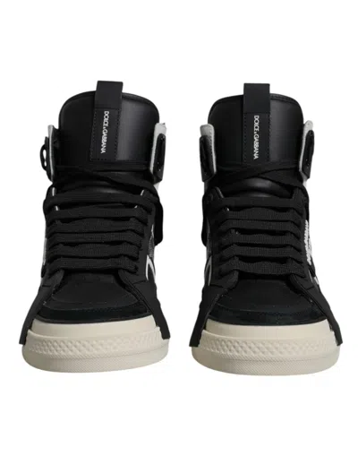 Dolce & Gabbana Calfskin 2.zero Custom High-top Sneakers With Contrasting Details In Black | Silver