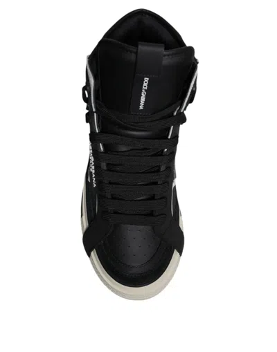 Dolce & Gabbana Calfskin 2.zero Custom High-top Sneakers With Contrasting Details In Black | Silver