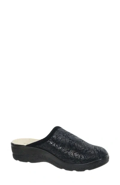 David Tate Electra Clog In Black Stretch Snake