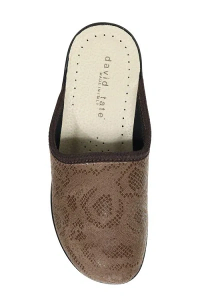 David Tate Electra Clog In Taupe Stretch Snake