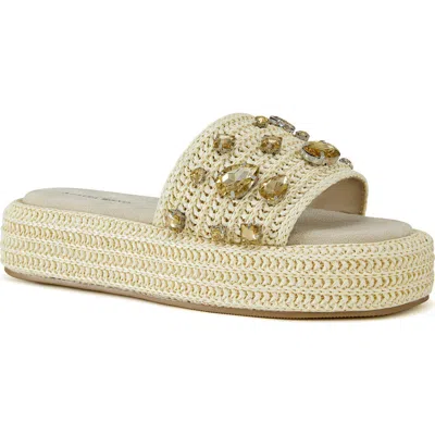 Azalea Wang Baste Platform Slide Sandal In Beige