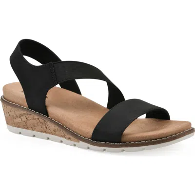 Cliffs By White Mountain Women's Tinnley Wedge Slip-on Sandals In Black Nubuck