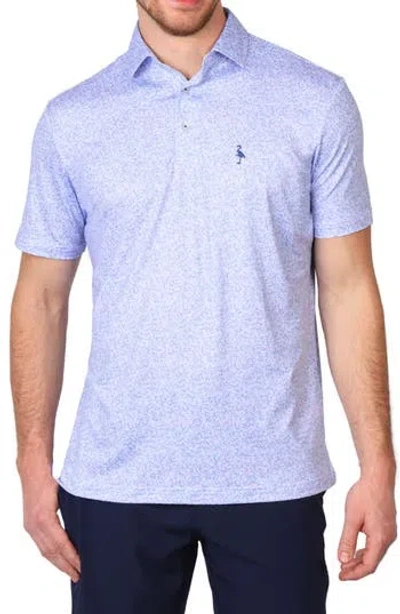 Tailorbyrd Abstract Print Performance Polo In Blue