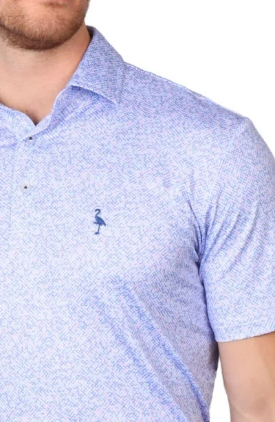 Tailorbyrd Abstract Print Performance Polo In Blue