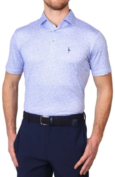 Tailorbyrd Abstract Print Performance Polo In Blue