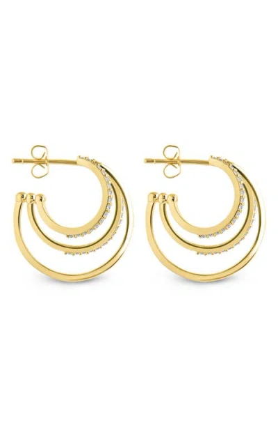 Sterling Forever Adriana Cubic Zirconia Triple Layer Hoop Earrings In Gold