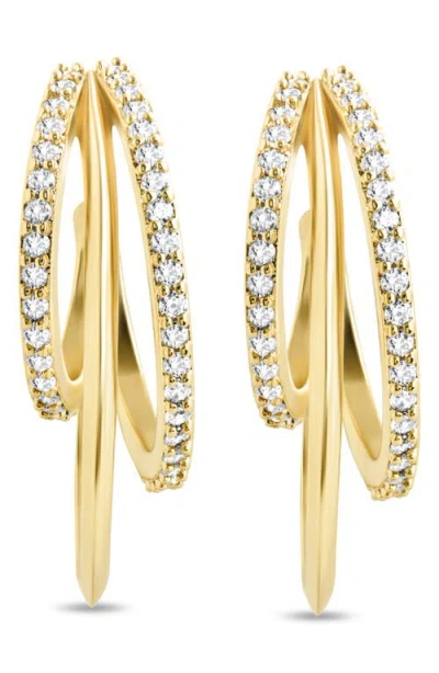 Sterling Forever Adriana Cubic Zirconia Triple Layer Hoop Earrings In Gold