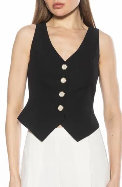 Alexia Admor Liliana Button Front Vest In Black