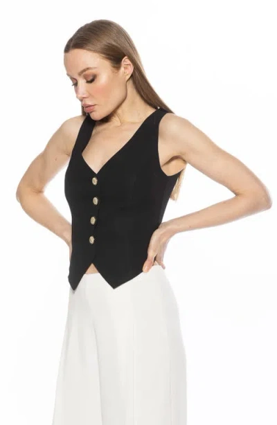 Alexia Admor Liliana Button Front Vest In Black