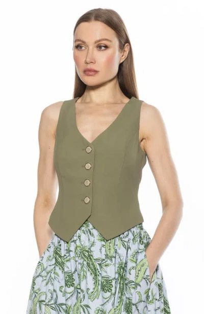 Alexia Admor Liliana Button Front Vest In Green