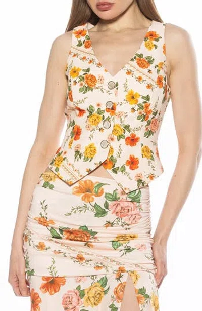 Alexia Admor Liliana Button Front Vest In Vintage Florals