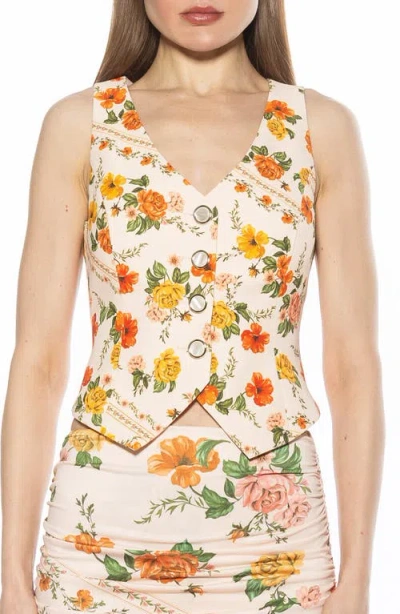 Alexia Admor Liliana Button Front Vest In Vintage Florals