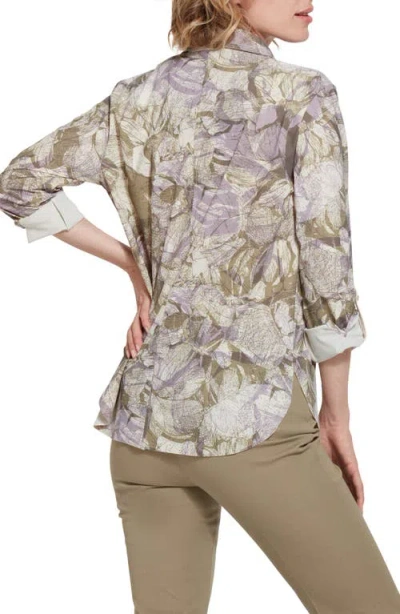 Lyssé Connie Roll Tab Button Front Shirt In Layered Bloom