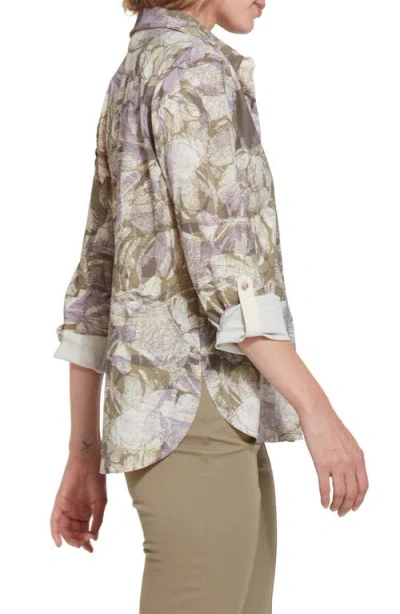 Lyssé Connie Roll Tab Button Front Shirt In Layered Bloom
