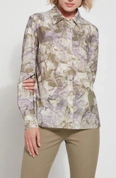 Lyssé Connie Roll Tab Button Front Shirt In Layered Bloom