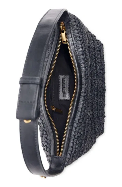 Walter Baker Beck Convertible Raffia Shoulder Bag In Black