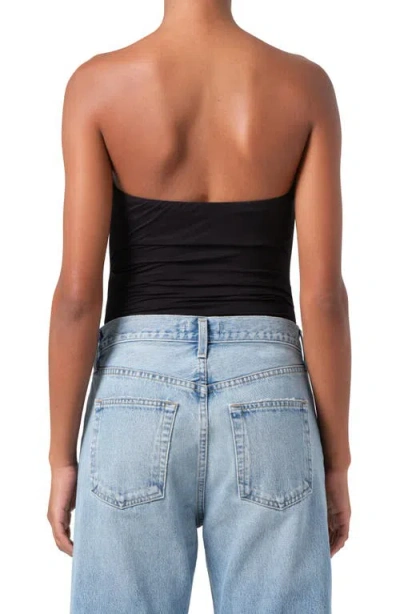 Agolde Gwyneth Strapless Ruched Stretch-jersey Bodysuit In Black