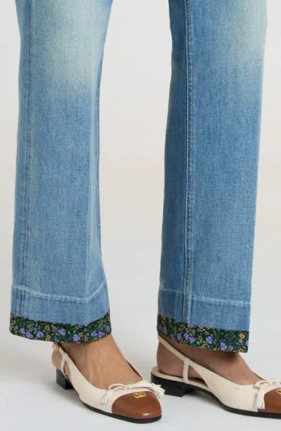 Valentino High Rise Viscose Straight Jeans In Medium Blue Denim