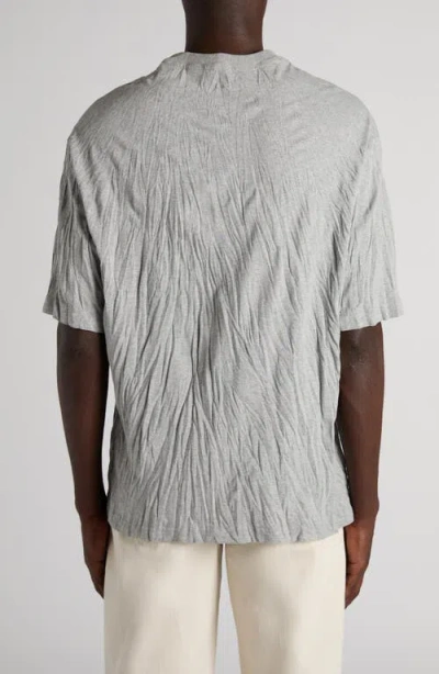 Bottega Veneta Men Grey Crewneck T-shirt With Maxi Print On The Front And Wrinkled Ffect In Cotton M In Gray