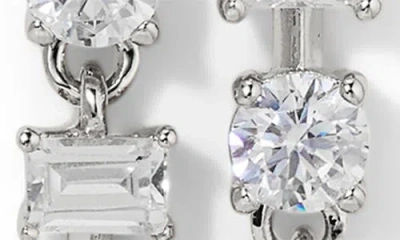 Nadri Delphine Cubic Zirconia Double Linear Drop Earrings In Rhodium