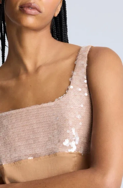 Kenneth Cole Sequin Bodice Open Back Cotton Blend Shift Dress In Multicolor