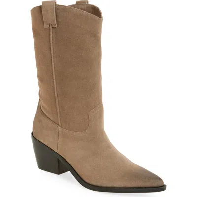 Steve Madden Stetson Suede Western Boot In Taupe Suede